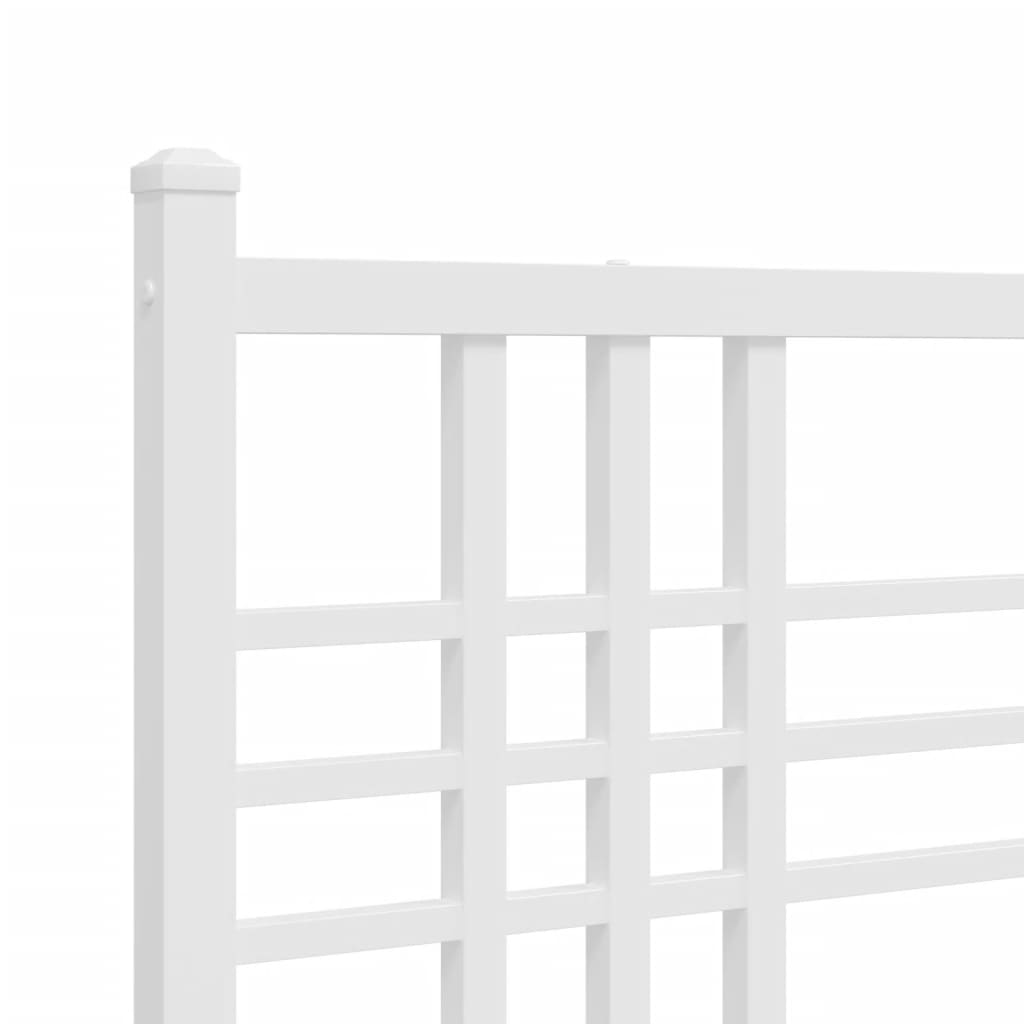 Cadre de lit métal sans matelas avec pied de lit blanc 90x190cm - XIOS