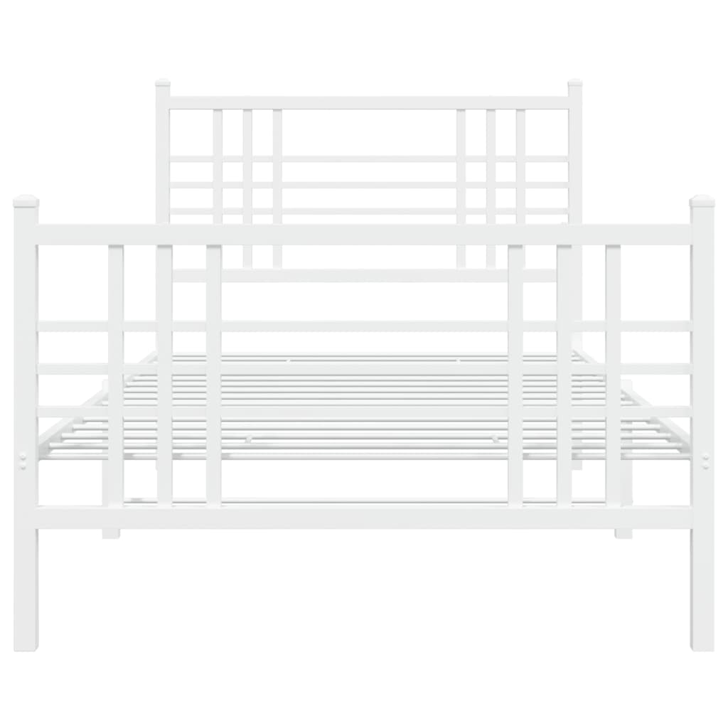 Cadre de lit métal sans matelas avec pied de lit blanc 90x200cm - XIOS