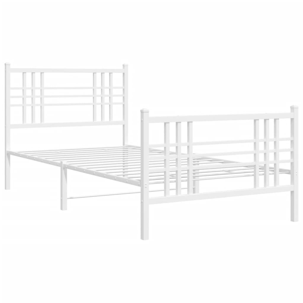 Cadre de lit métal sans matelas et pied de lit blanc 100x200 cm - XIOS