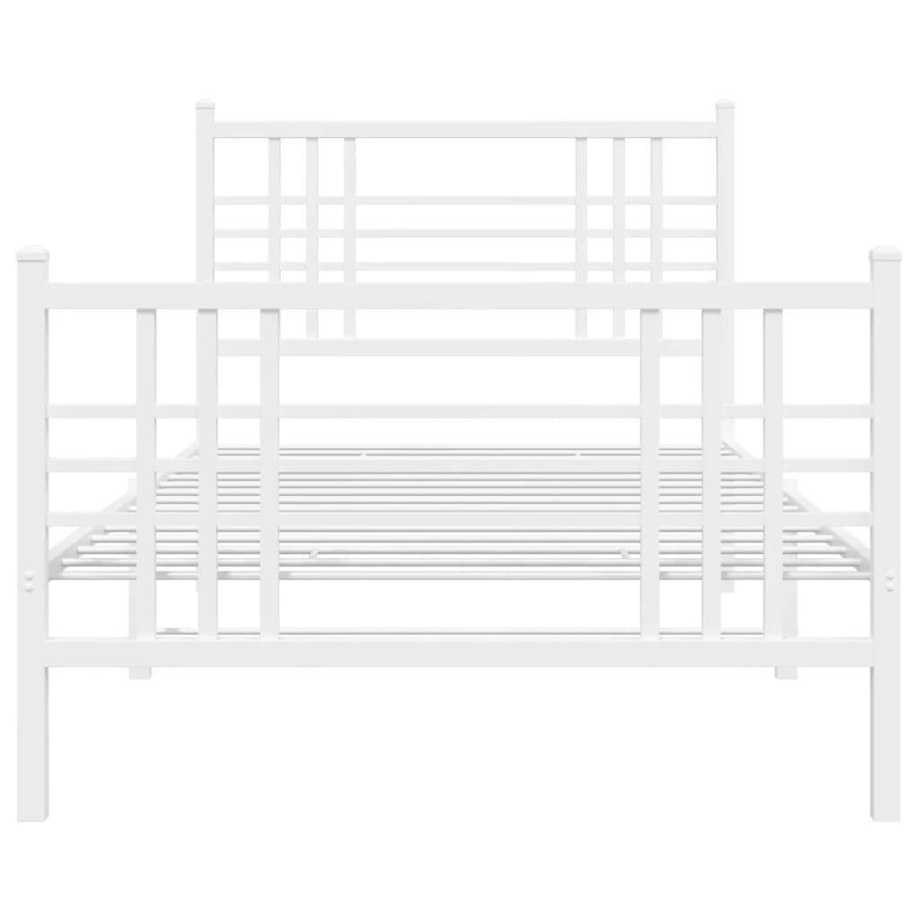 Cadre de lit métal sans matelas et pied de lit blanc 100x200 cm - XIOS