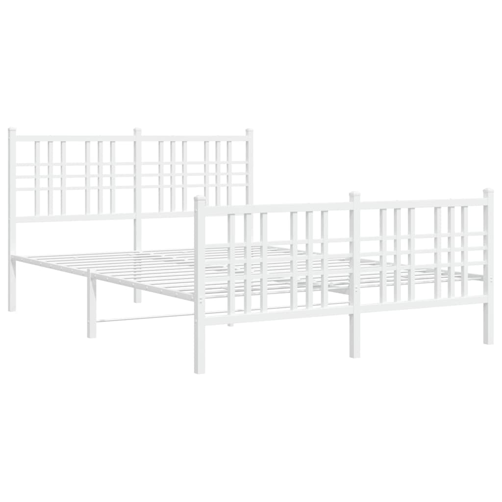 Cadre de lit métal sans matelas et pied de lit blanc 120x190 cm - XIOS