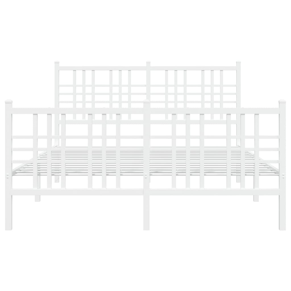 Cadre de lit métal sans matelas et pied de lit blanc 120x190 cm - XIOS
