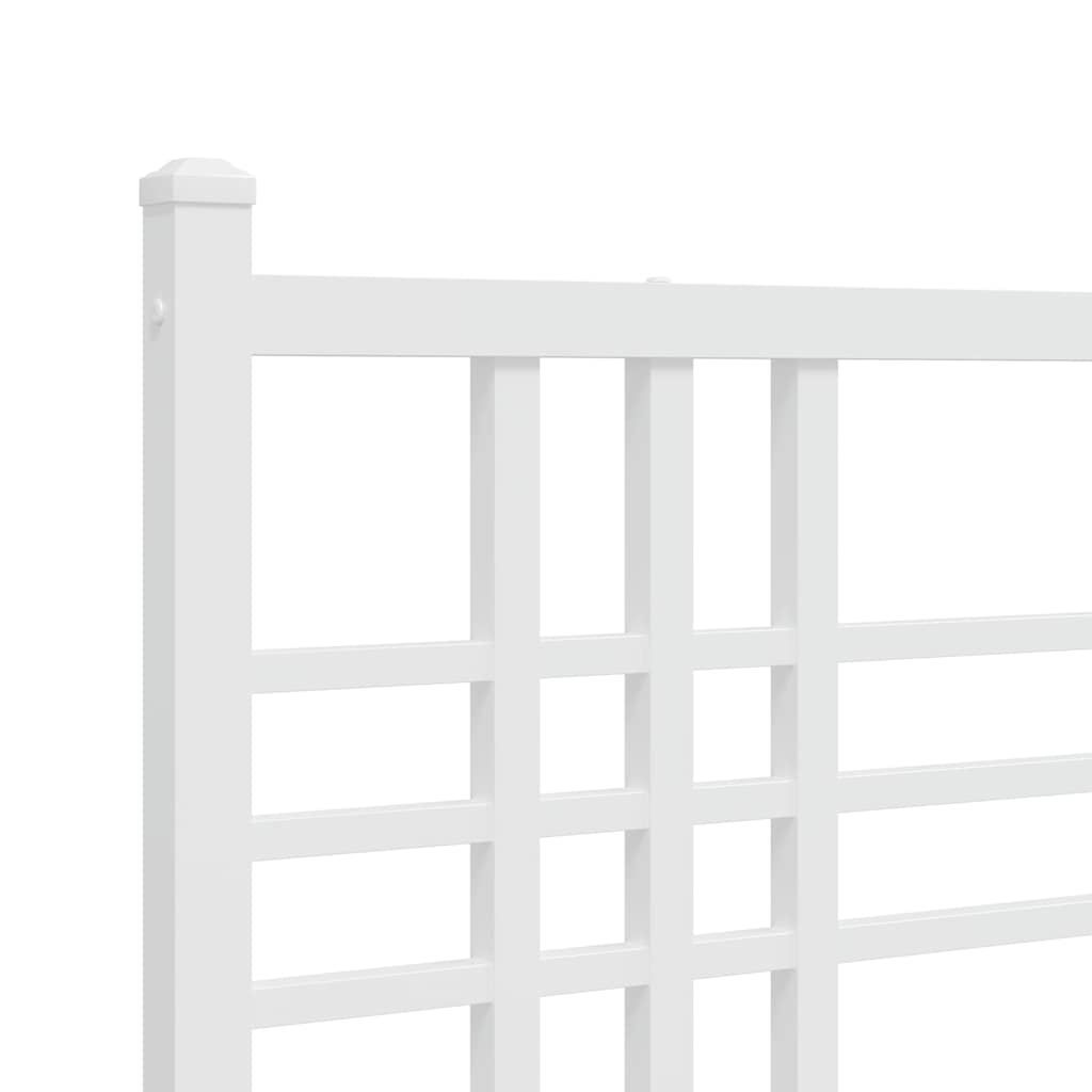 Cadre de lit métal sans matelas et pied de lit blanc 120x190 cm - XIOS