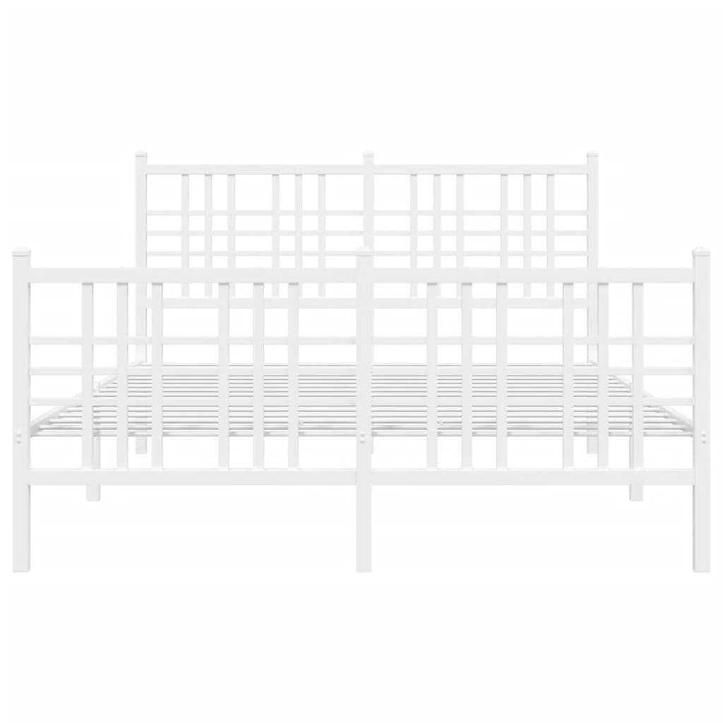 Cadre de lit métal sans matelas et pied de lit blanc 120x200 cm - XIOS