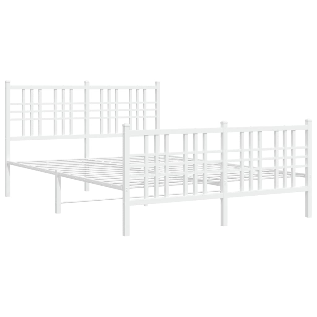 Cadre de lit métal sans matelas et pied de lit blanc 137x190 cm - XIOS