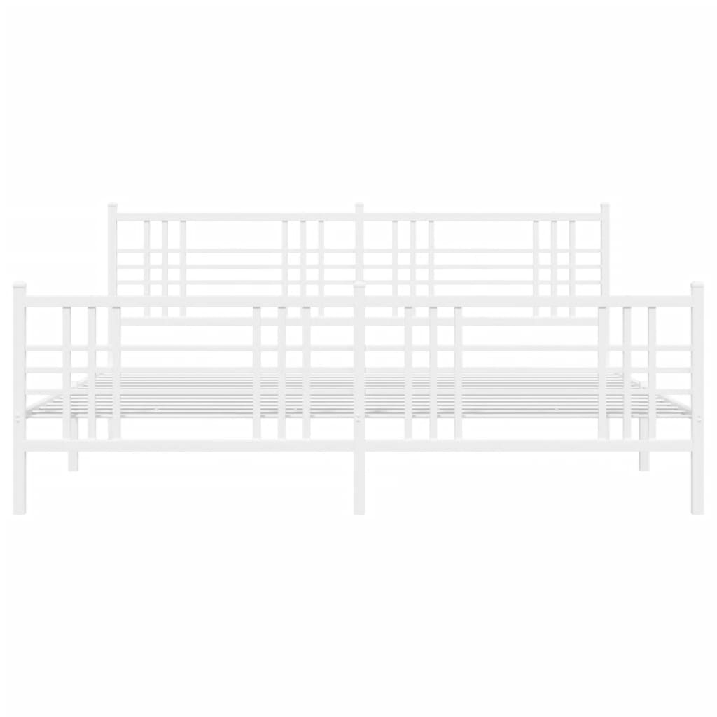 Cadre de lit métal sans matelas et pied de lit blanc 180x200 cm - XIOS