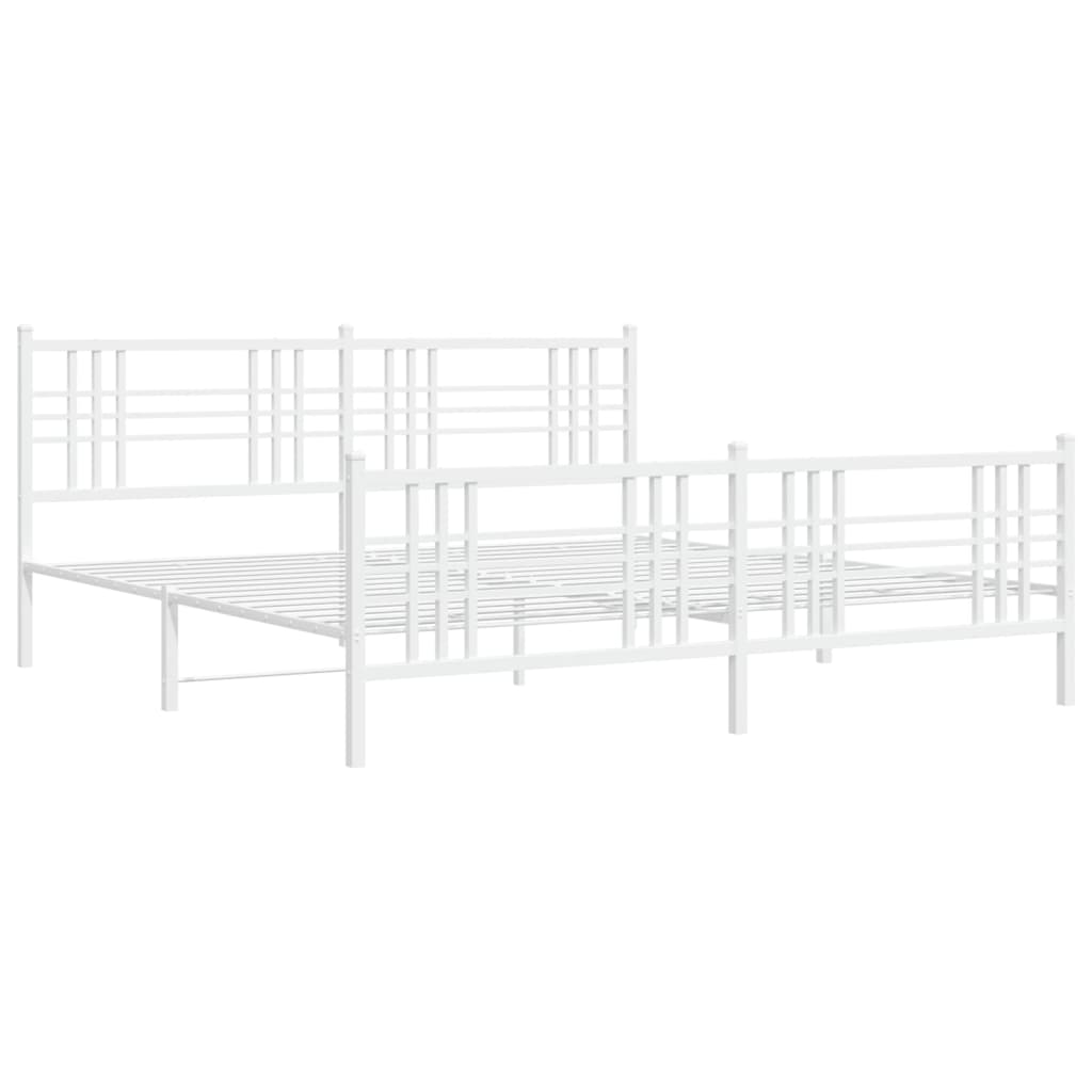 Cadre de lit métal sans matelas et pied de lit blanc 200x200 cm - XIOS