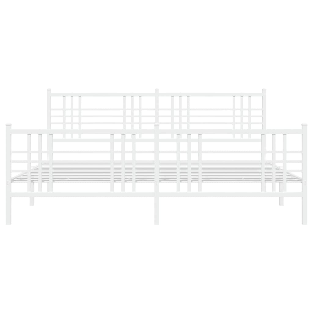 Cadre de lit métal sans matelas et pied de lit blanc 200x200 cm - XIOS