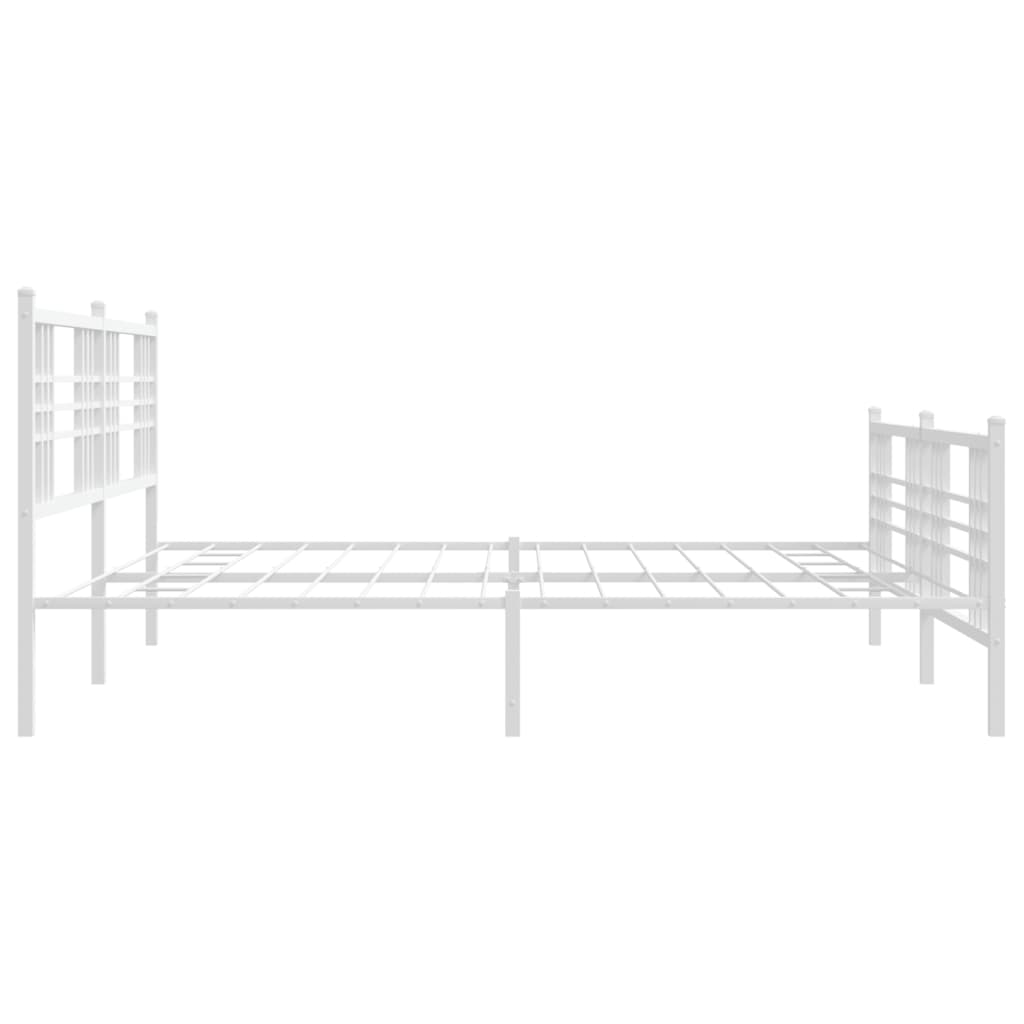 Cadre de lit métal sans matelas et pied de lit blanc 200x200 cm - XIOS