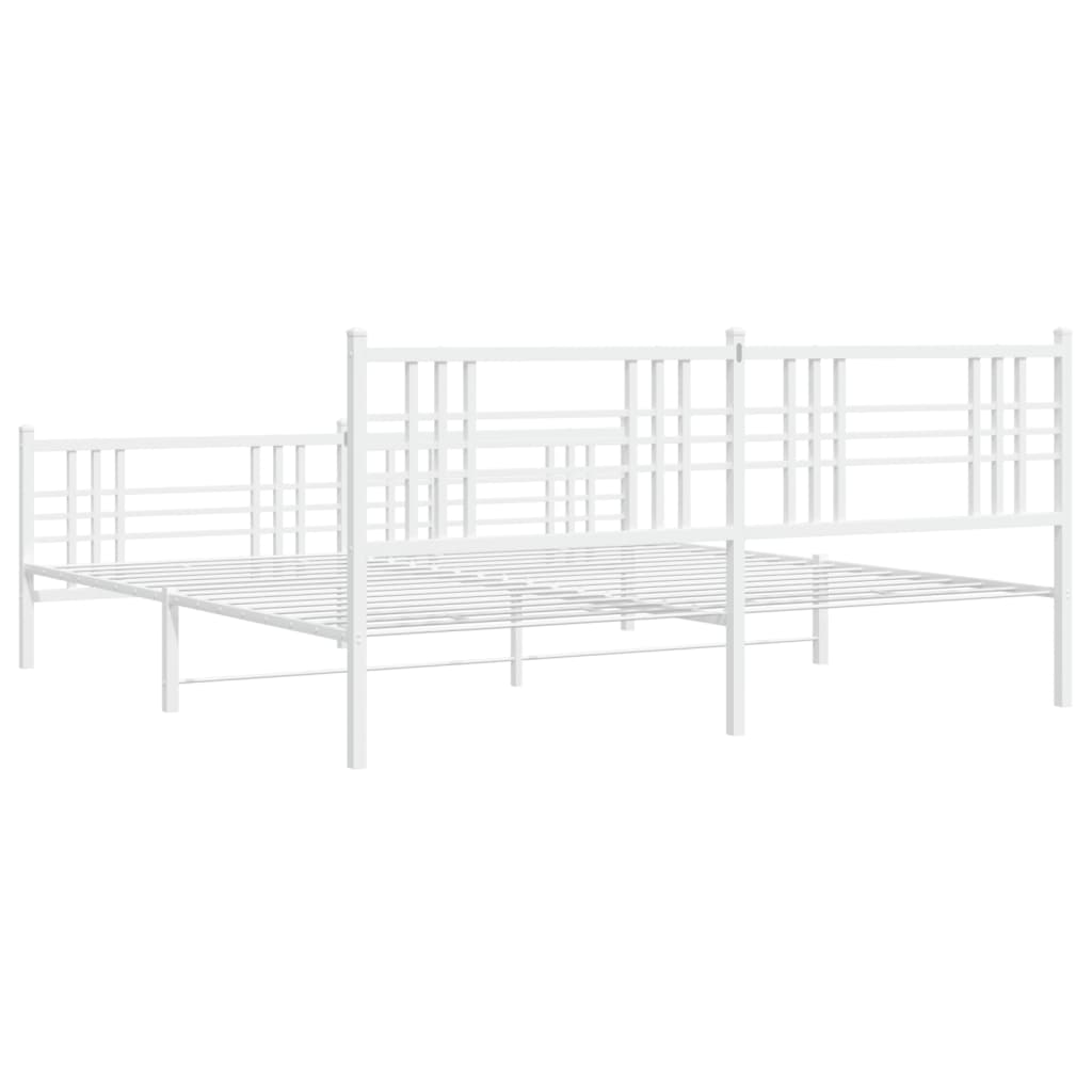 Cadre de lit métal sans matelas et pied de lit blanc 200x200 cm - XIOS