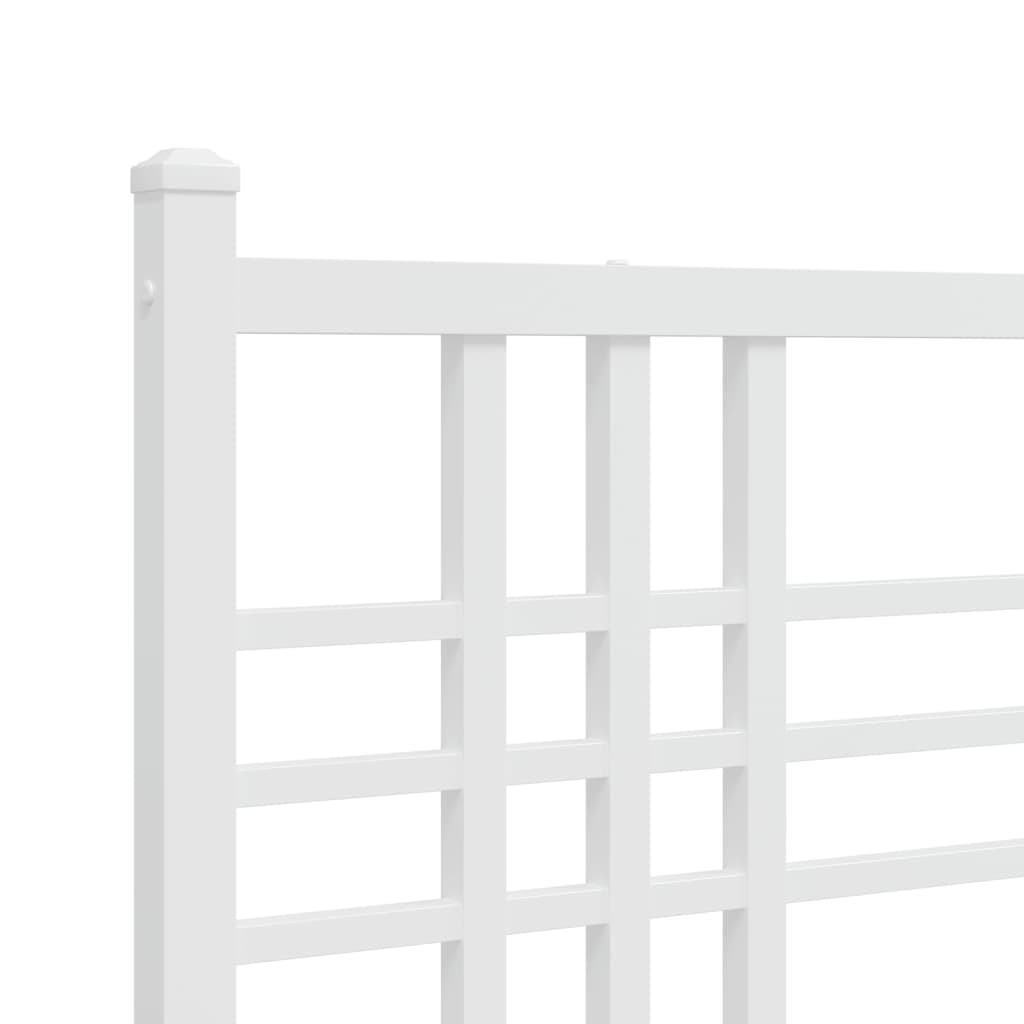 Cadre de lit métal sans matelas et pied de lit blanc 200x200 cm - XIOS