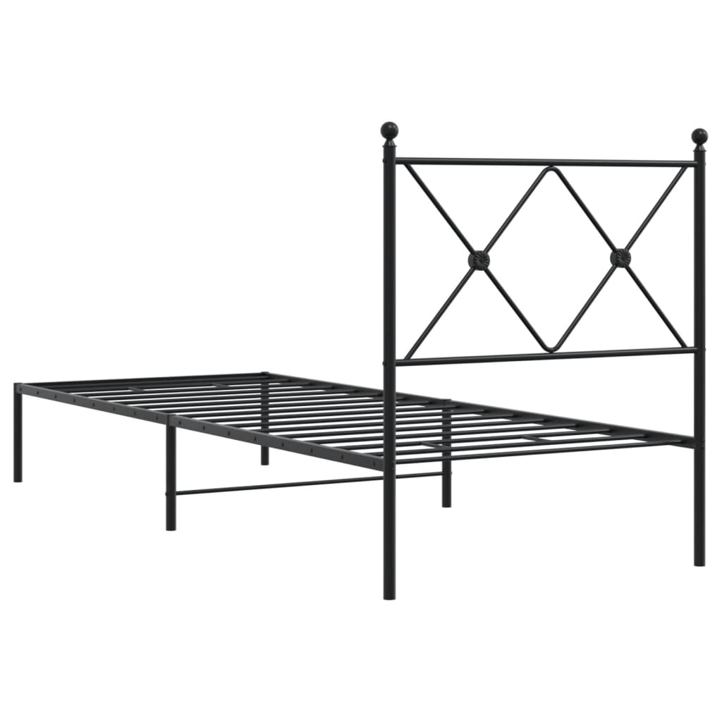 Cadre de lit métal sans matelas avec tête de lit noir 75x190 cm - XIOS