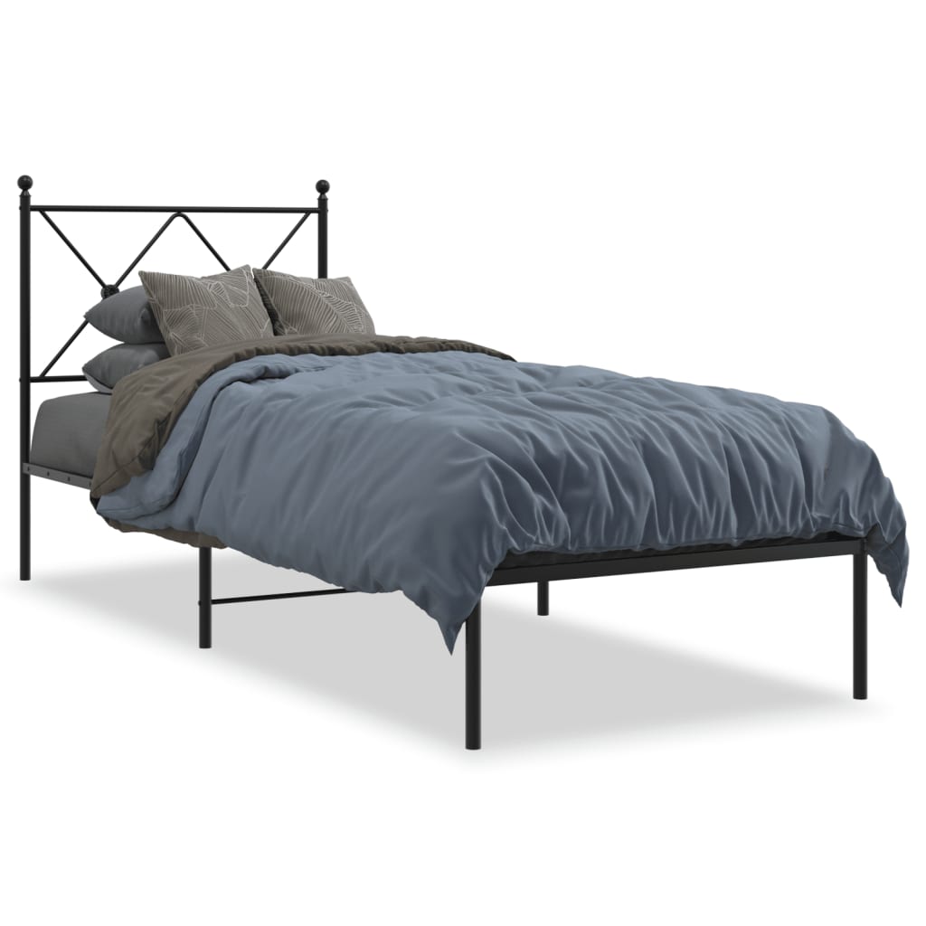 Cadre de lit métal sans matelas avec tête de lit noir 80x200 cm - XIOS