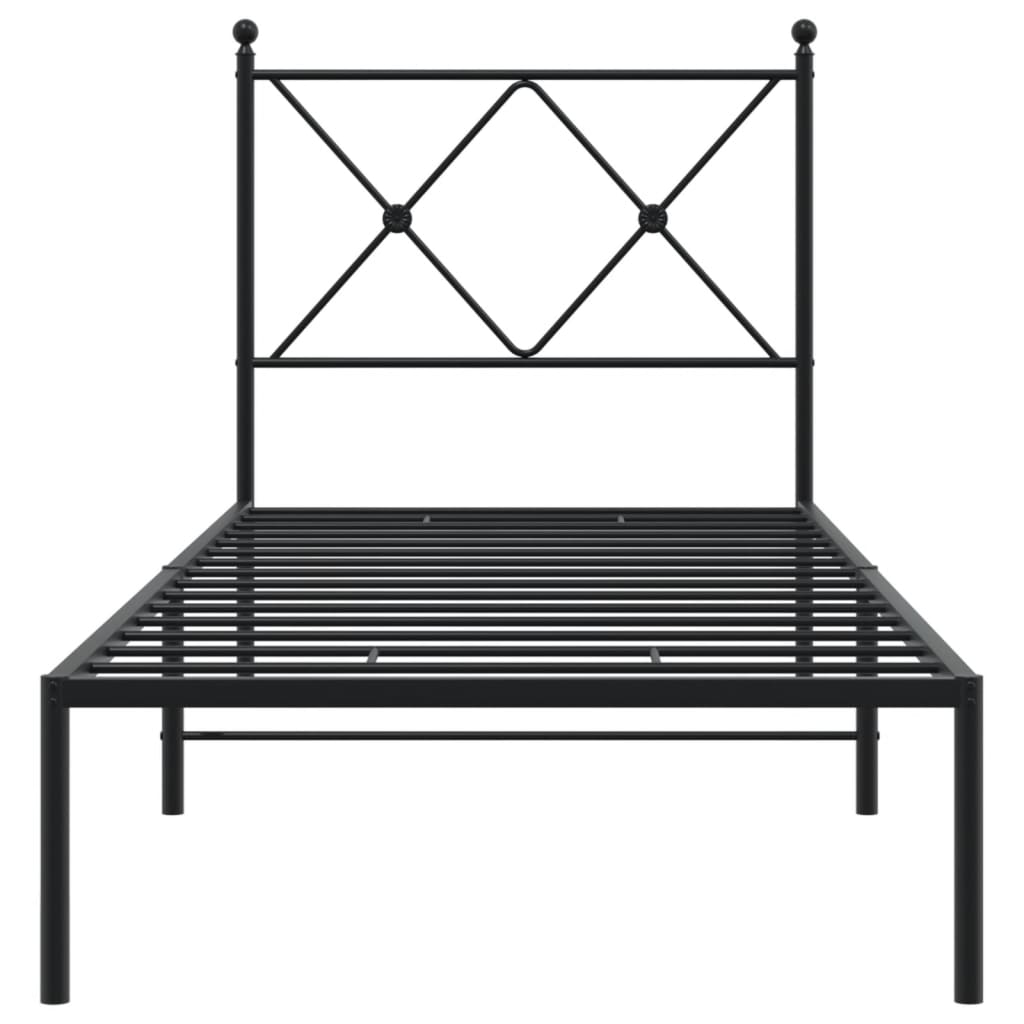 Cadre de lit métal sans matelas avec tête de lit noir 80x200 cm - XIOS