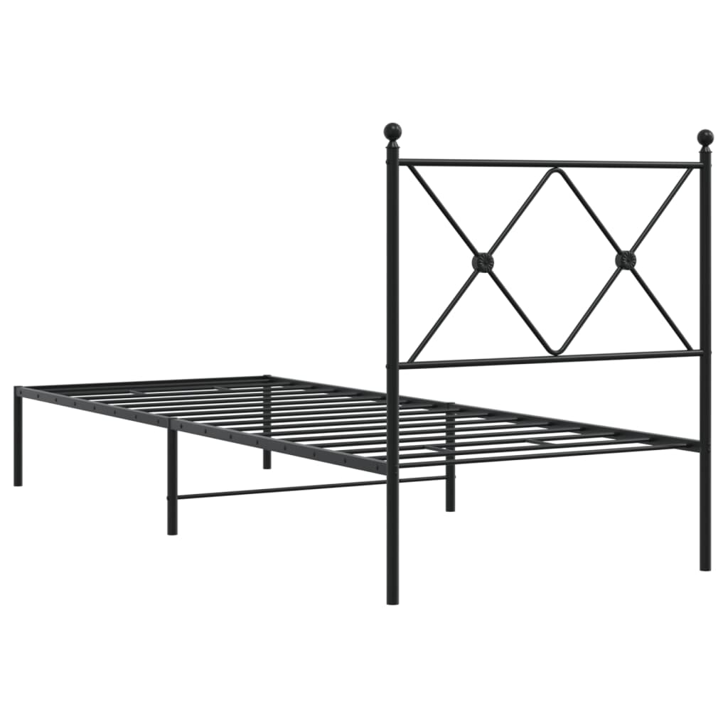 Cadre de lit métal sans matelas avec tête de lit noir 80x200 cm - XIOS