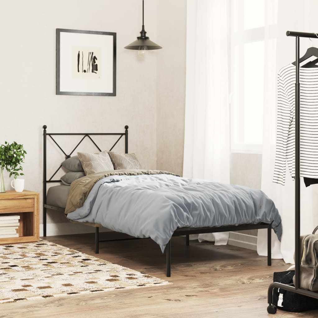 Cadre de lit métal sans matelas avec tête de lit noir 80x200 cm - XIOS
