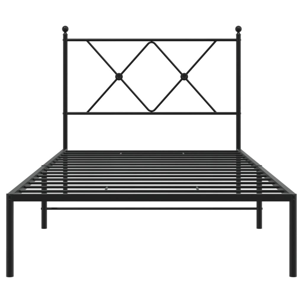 Cadre de lit métal sans matelas avec tête de lit noir 90x190 cm - XIOS