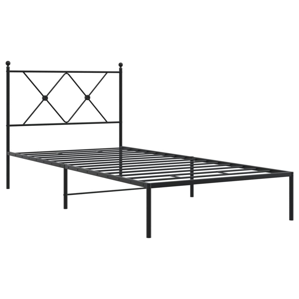 Cadre de lit métal sans matelas avec tête de lit noir 90x200 cm - XIOS