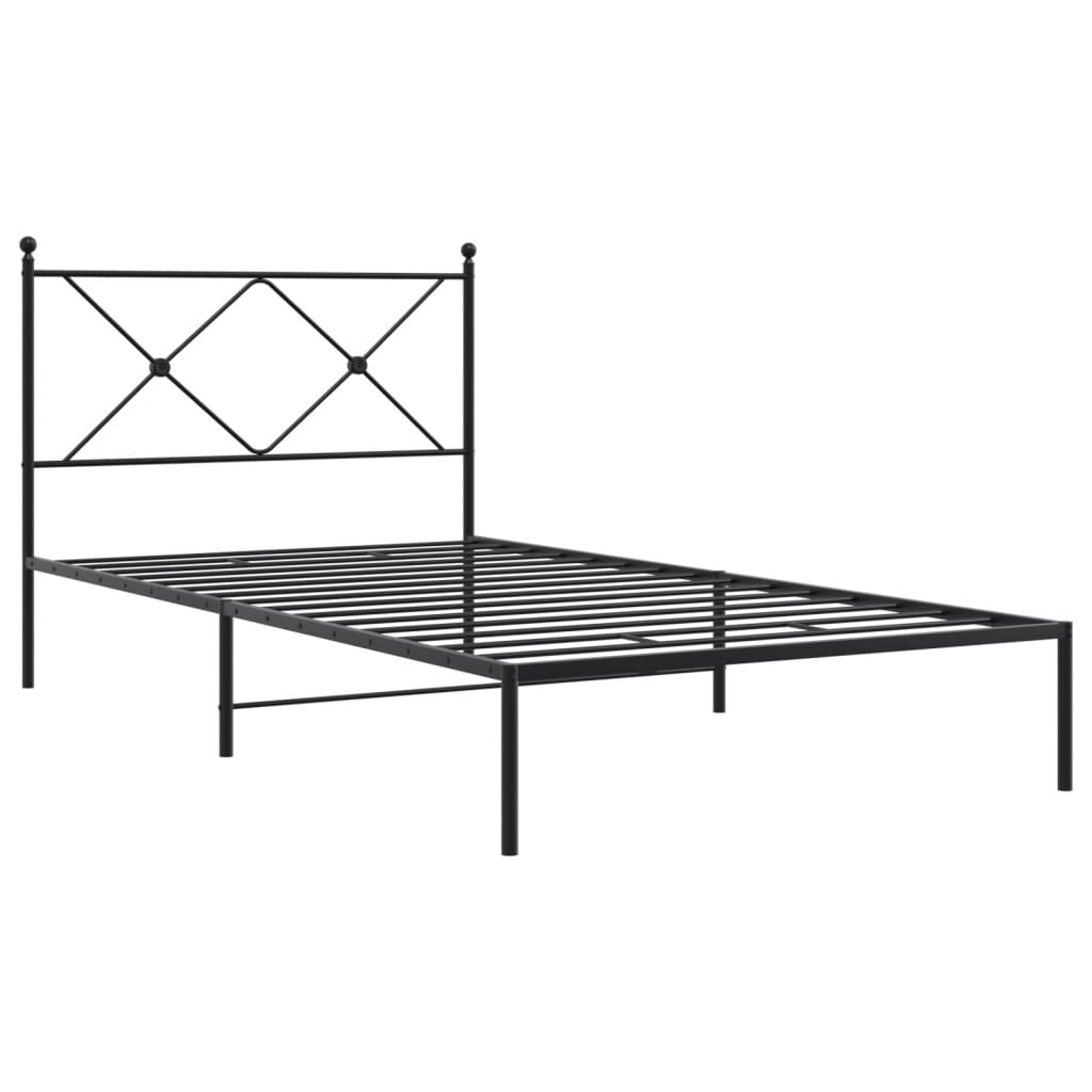 Cadre de lit métal sans matelas avec tête de lit noir 100x190cm - XIOS