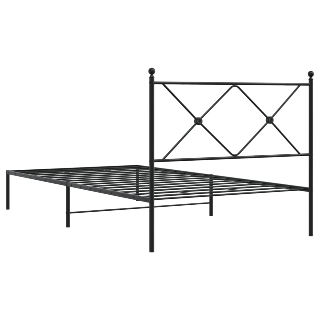 Cadre de lit métal sans matelas avec tête de lit noir 100x200cm - XIOS