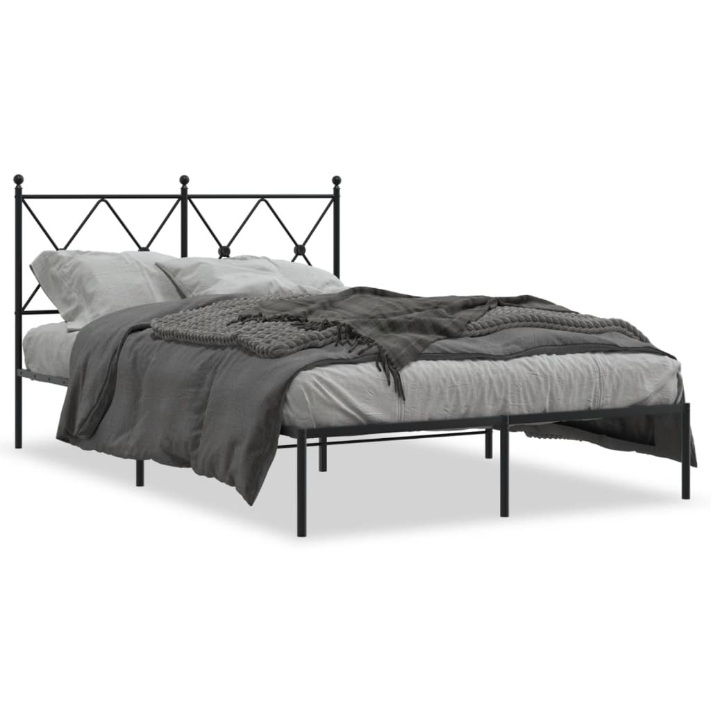 Cadre de lit métal sans matelas avec tête de lit noir 120x190cm - XIOS