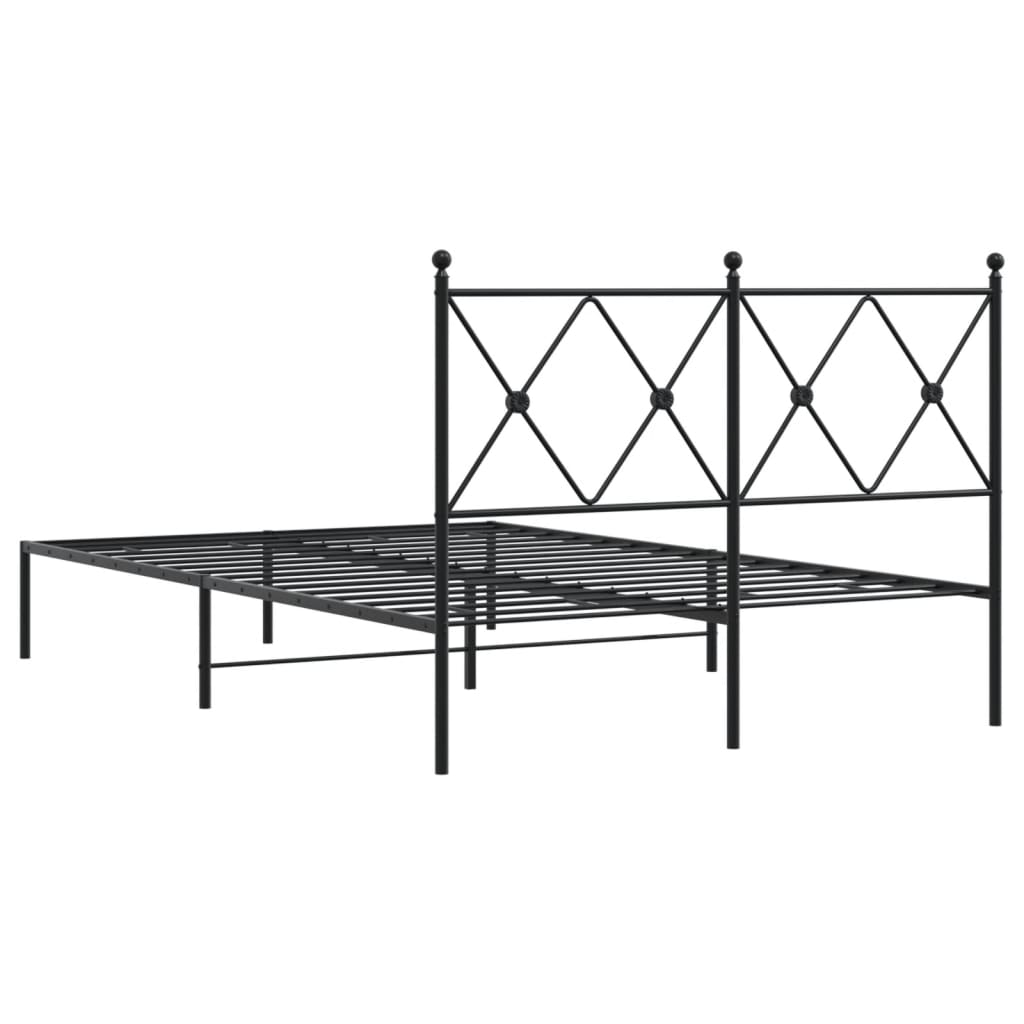 Cadre de lit métal sans matelas avec tête de lit noir 120x200cm - XIOS