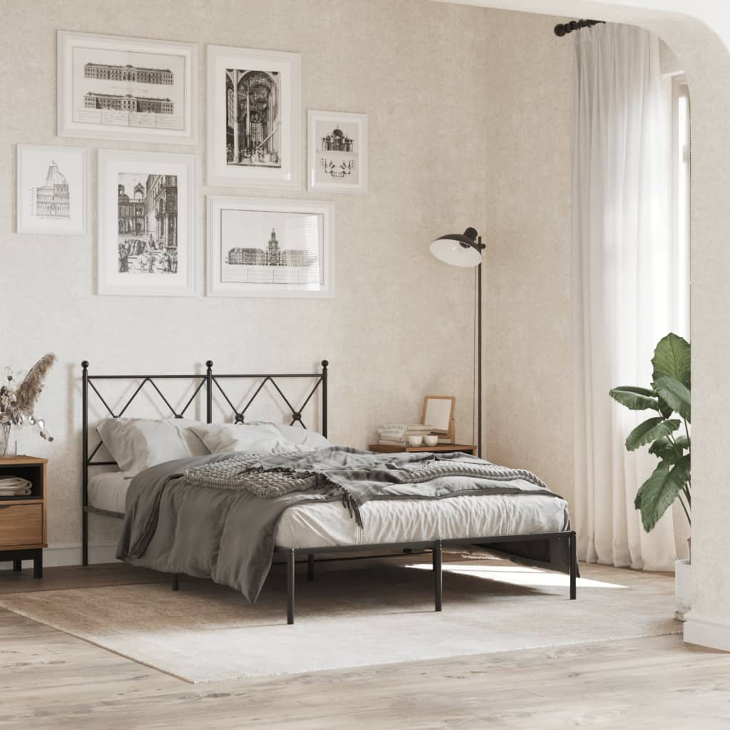 Cadre de lit métal sans matelas avec tête de lit noir 120x200cm - XIOS