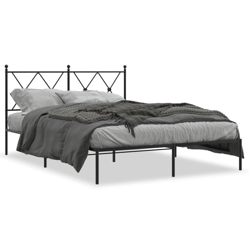 Cadre de lit métal sans matelas avec tête de lit noir 140x190cm - XIOS