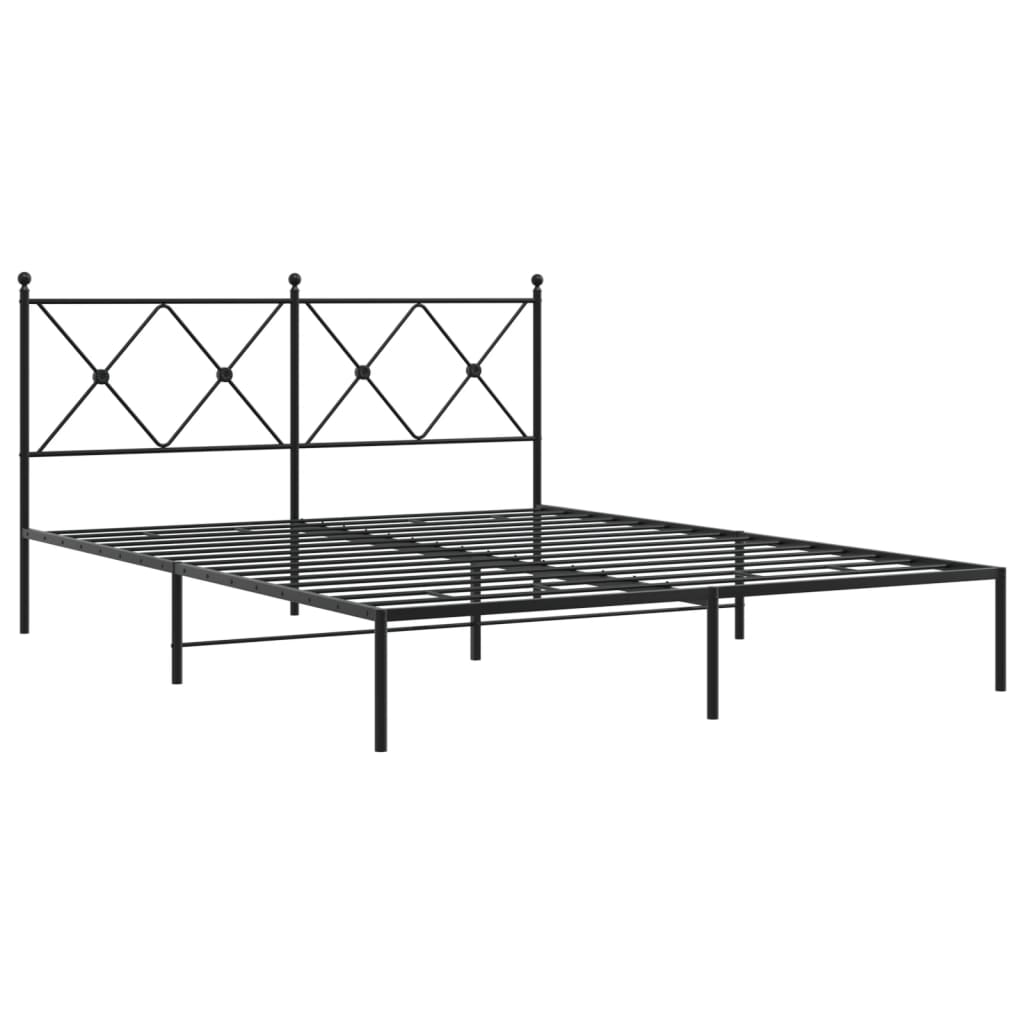 Cadre de lit métal sans matelas et tête de lit noir 160x200 cm - XIOS