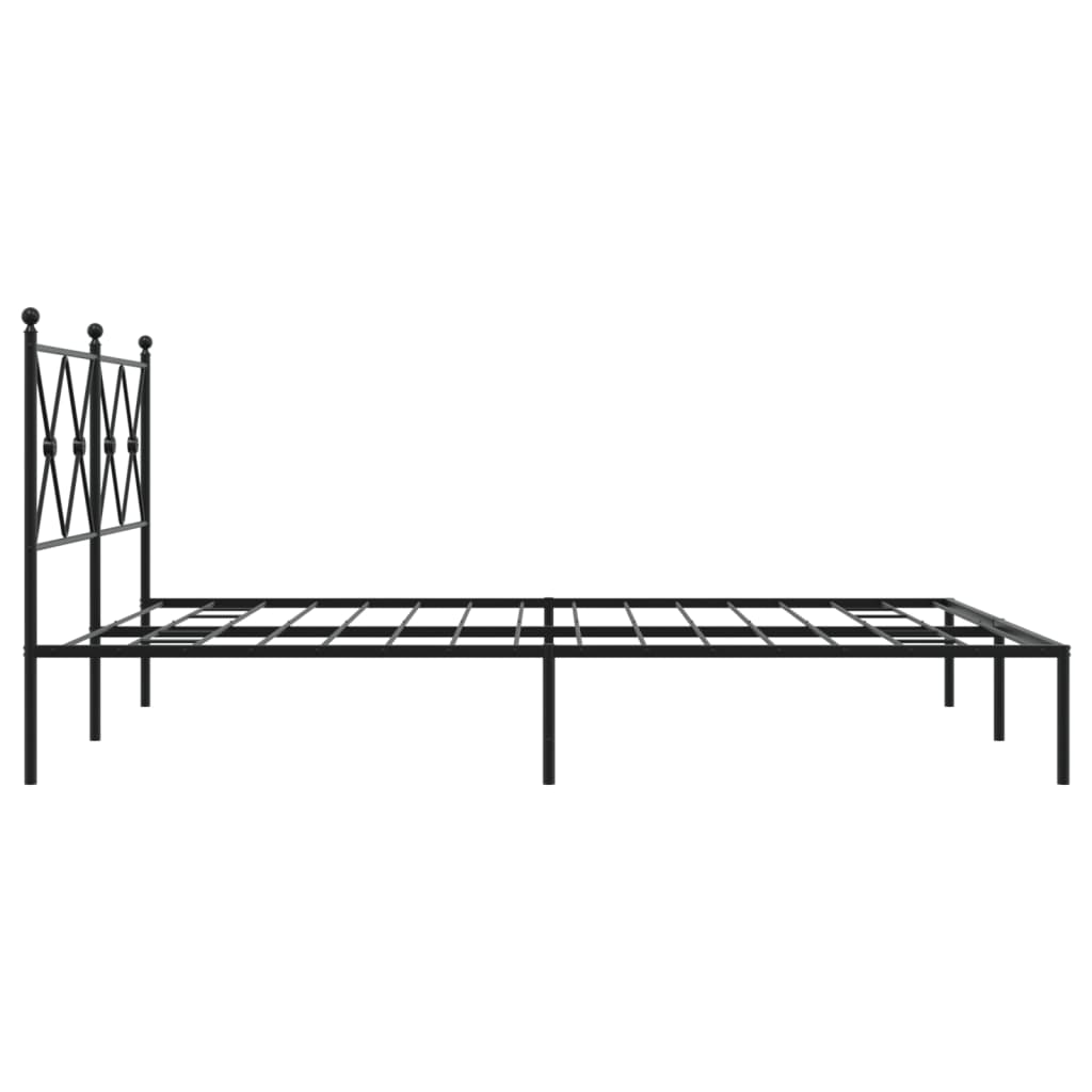 Cadre de lit métal sans matelas et tête de lit noir 160x200 cm - XIOS
