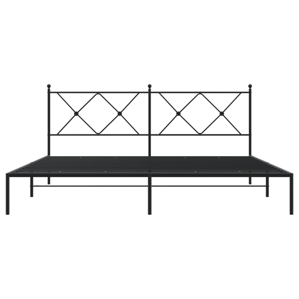 Cadre de lit métal sans matelas avec tête de lit noir 183x213cm - XIOS