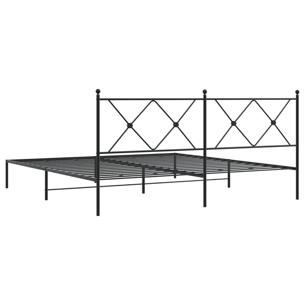 Cadre de lit métal sans matelas avec tête de lit noir 183x213cm - XIOS