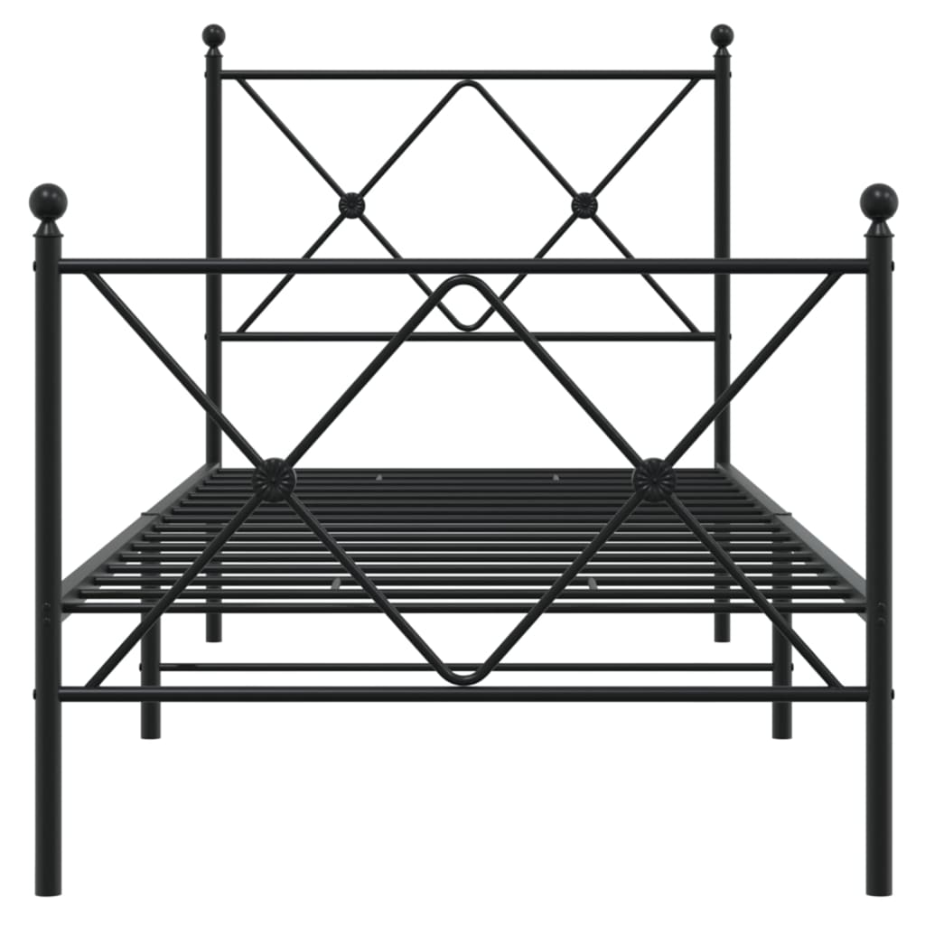Cadre de lit métal sans matelas avec pied de lit noir 75x190 cm - XIOS