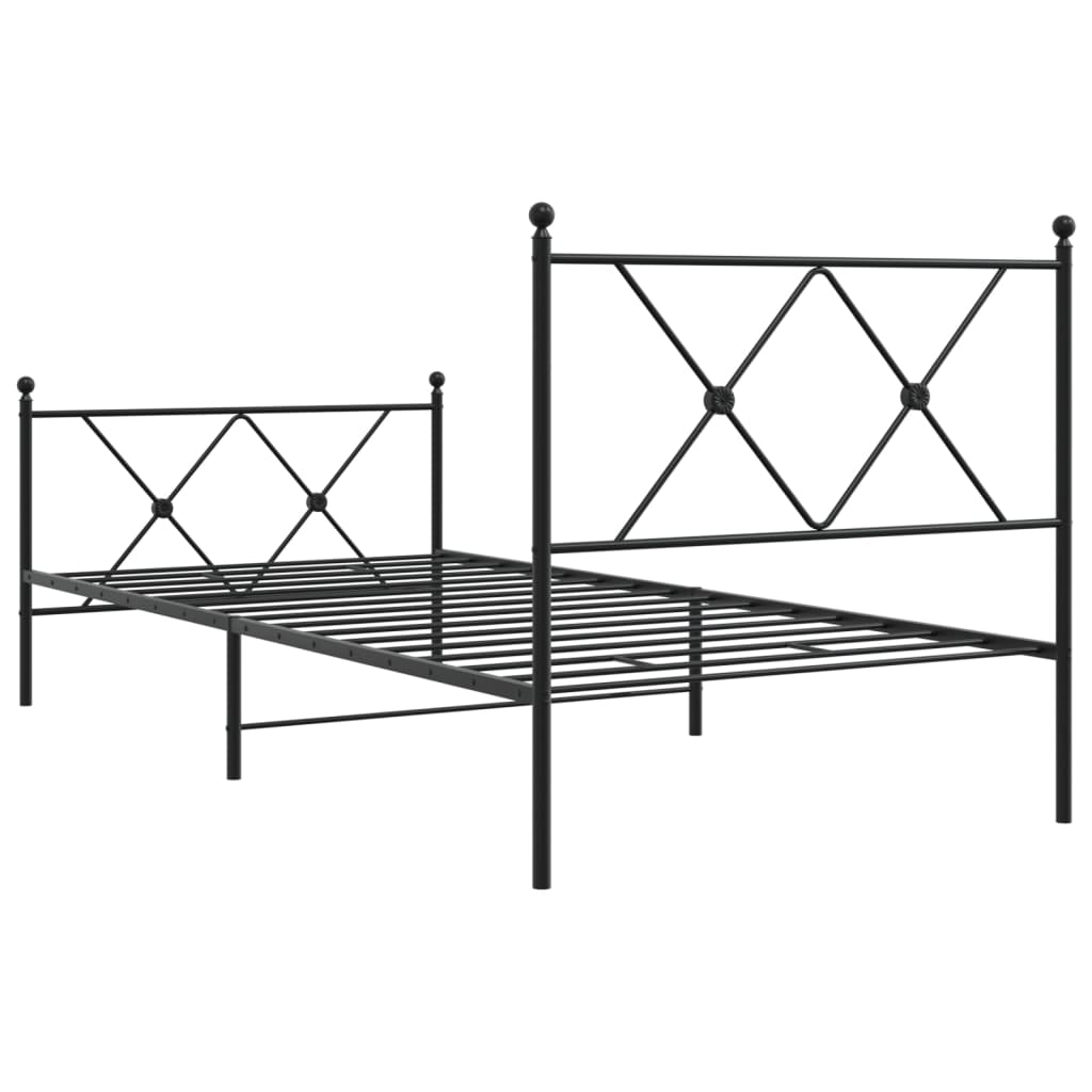 Cadre de lit métal sans matelas avec pied de lit noir 90x190 cm - XIOS