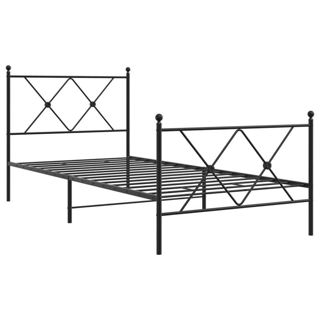Cadre de lit métal sans matelas avec pied de lit noir 90x200 cm - XIOS