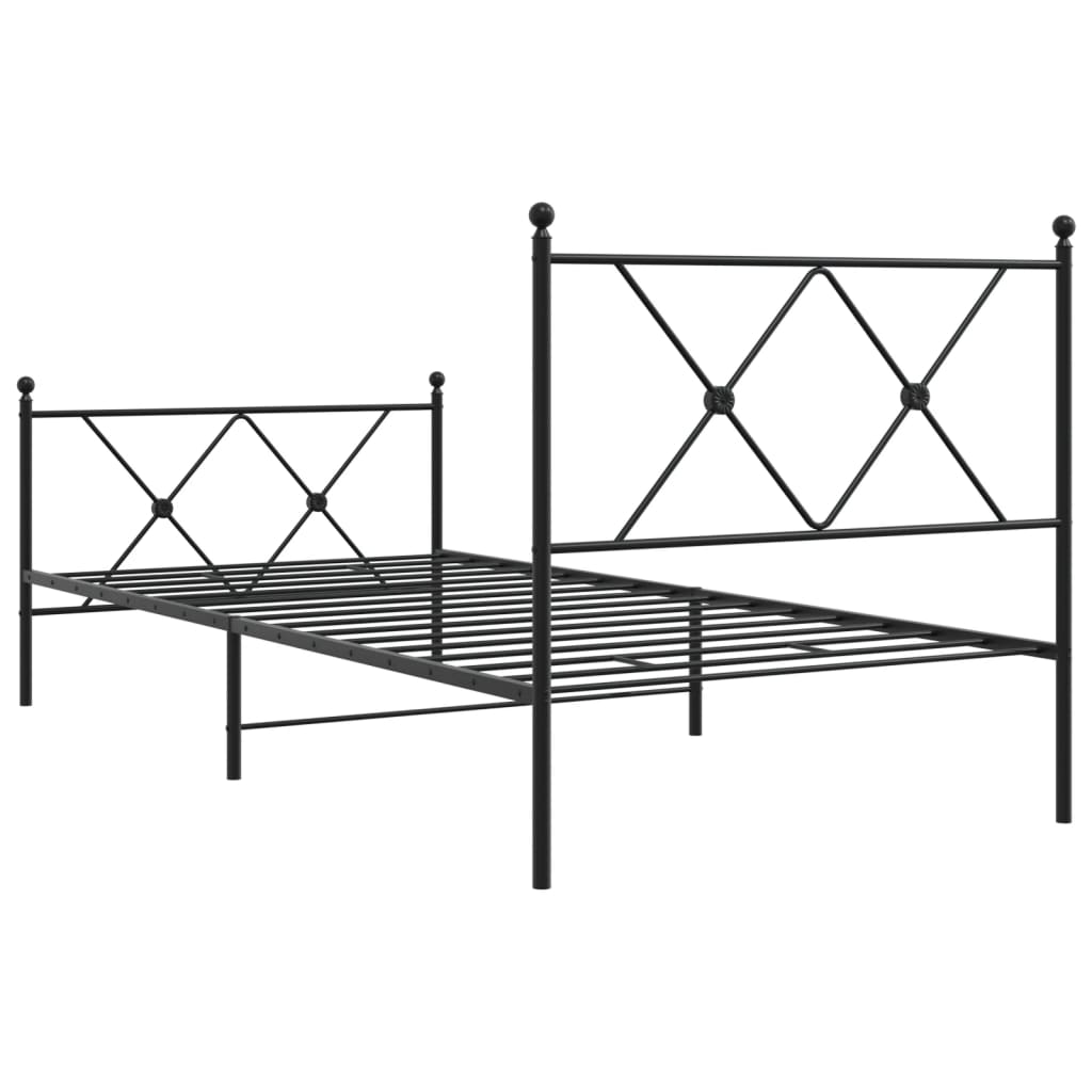 Cadre de lit métal sans matelas avec pied de lit noir 90x200 cm - XIOS