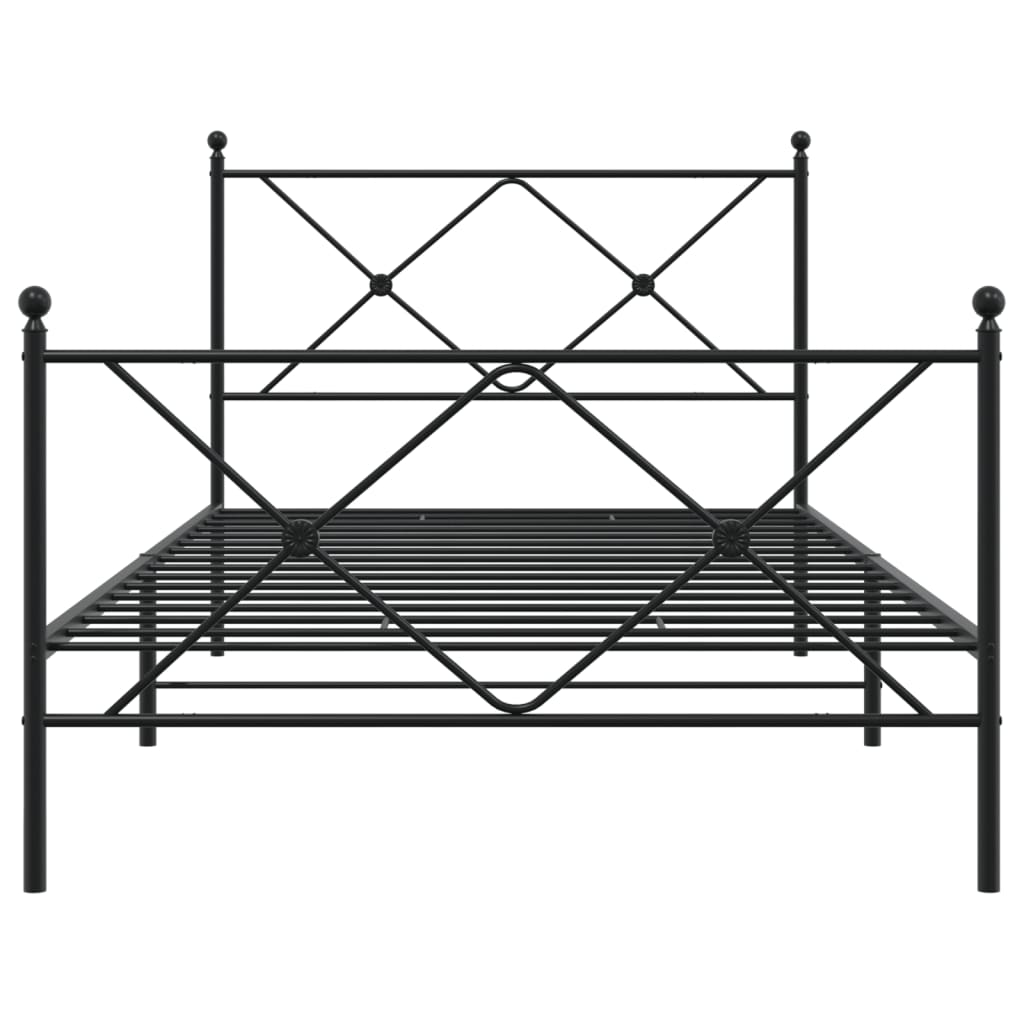 Cadre de lit métal sans matelas avec pied de lit noir 100x190cm - XIOS