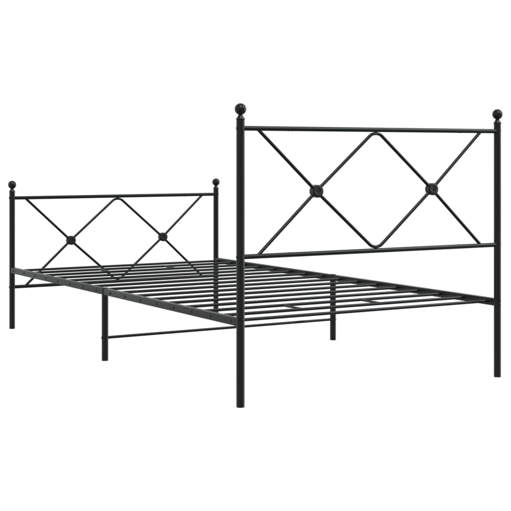 Cadre de lit métal sans matelas avec pied de lit noir 100x190cm - XIOS