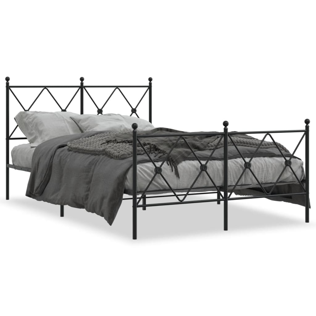 Cadre de lit métal sans matelas avec pied de lit noir 120x200cm - XIOS