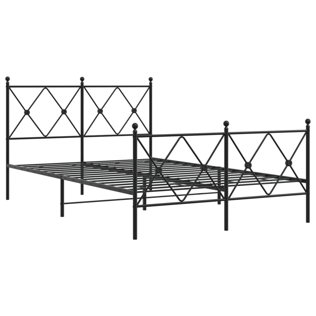 Cadre de lit métal sans matelas avec pied de lit noir 120x200cm - XIOS
