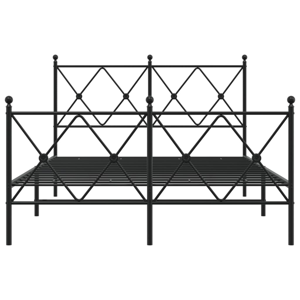 Cadre de lit métal sans matelas avec pied de lit noir 120x200cm - XIOS