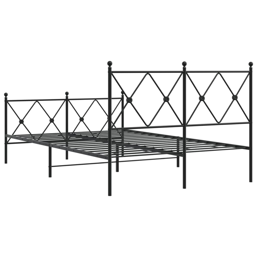 Cadre de lit métal sans matelas avec pied de lit noir 120x200cm - XIOS