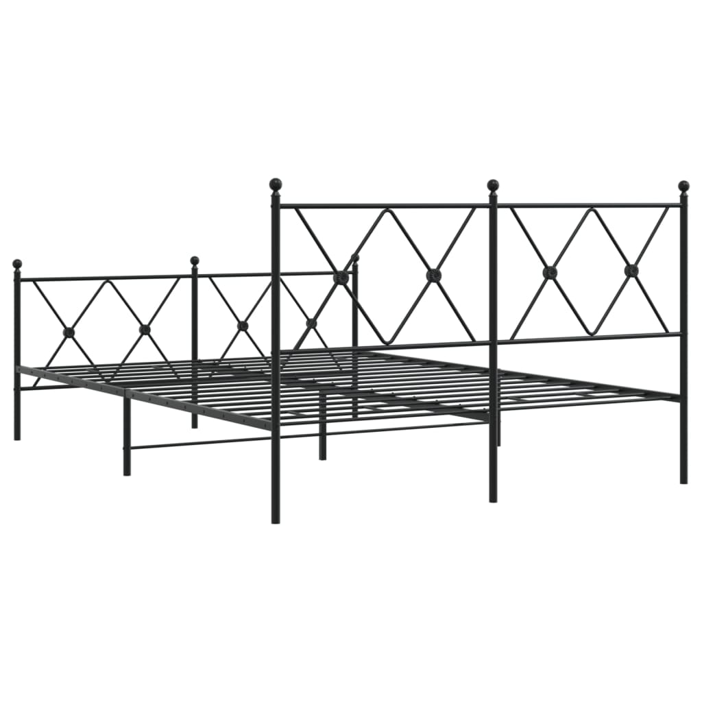 Cadre de lit métal sans matelas avec pied de lit noir 137x190cm - XIOS