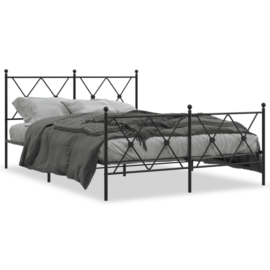 Cadre de lit métal sans matelas avec pied de lit noir 140x190cm - XIOS