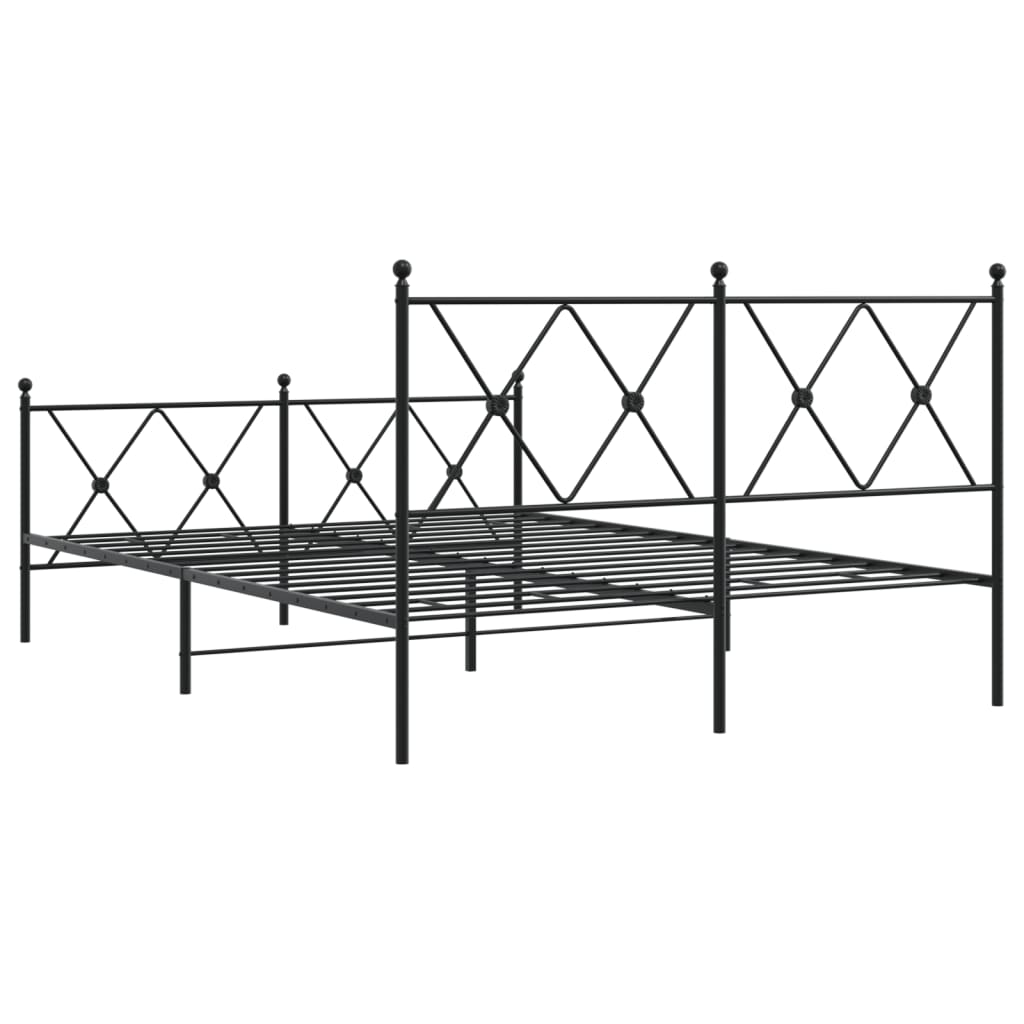 Cadre de lit métal sans matelas avec pied de lit noir 140x190cm - XIOS