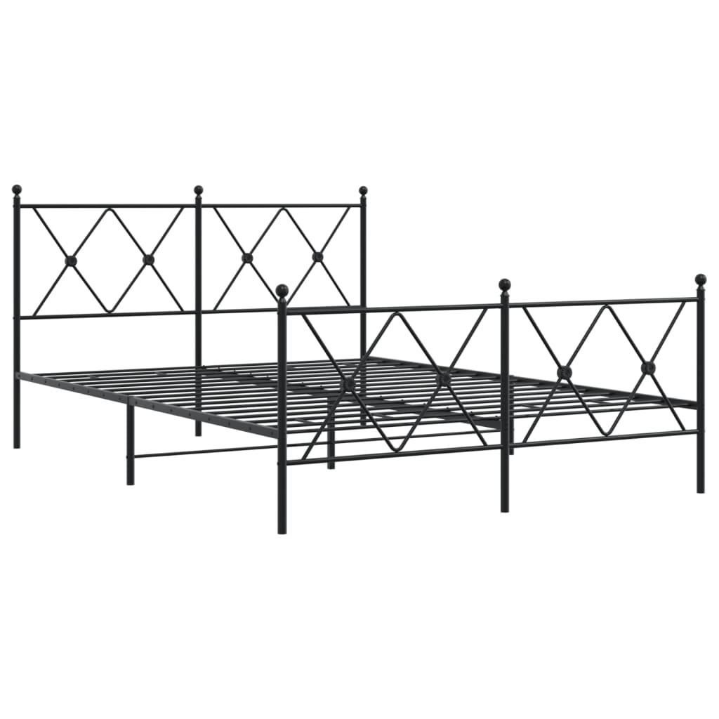 Cadre de lit métal sans matelas avec pied de lit noir 140x200cm - XIOS