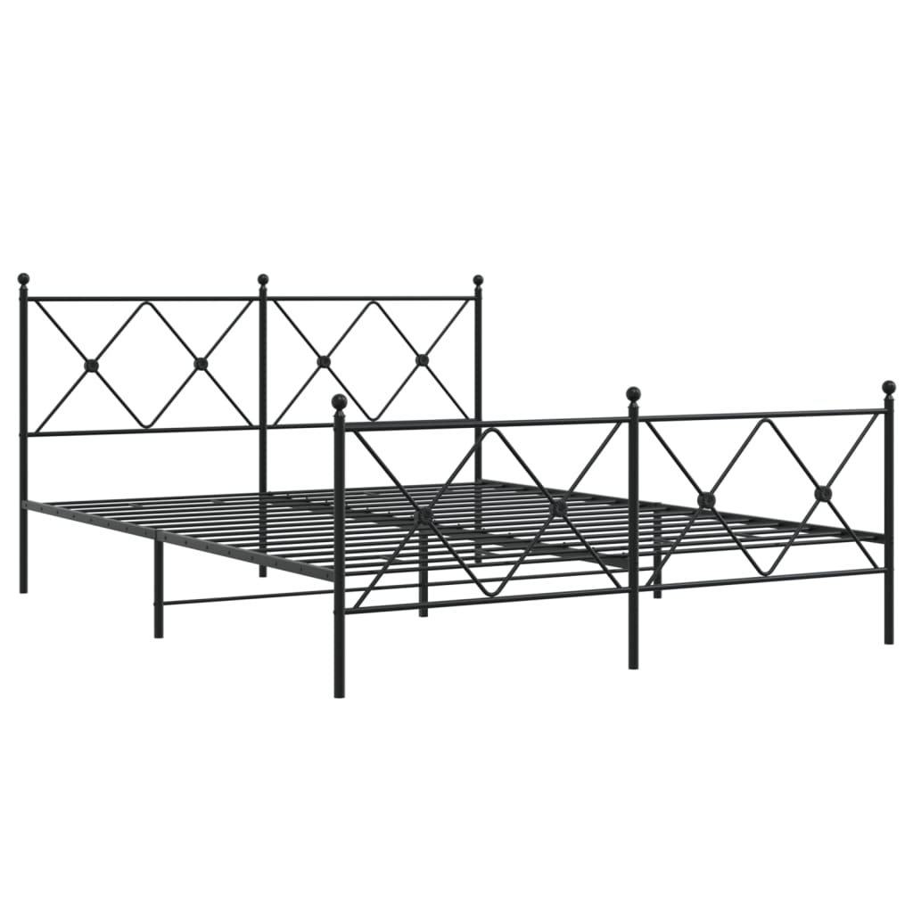 Cadre de lit métal sans matelas avec pied de lit noir 150x200cm - XIOS