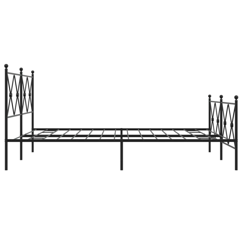 Cadre de lit métal sans matelas avec pied de lit noir 150x200cm - XIOS