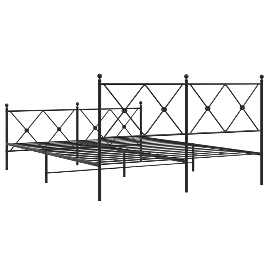 Cadre de lit métal sans matelas avec pied de lit noir 150x200cm - XIOS