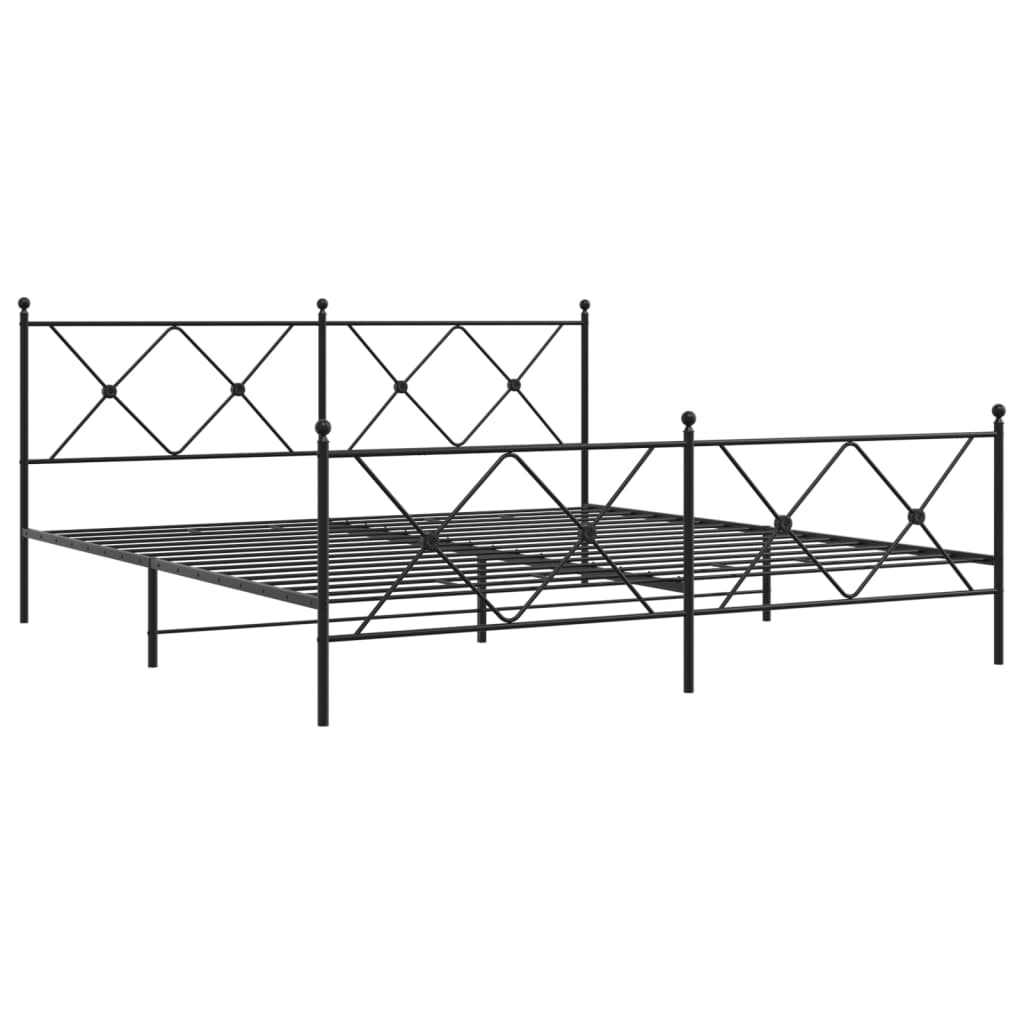 Cadre de lit métal sans matelas avec pied de lit noir 183x213cm - XIOS